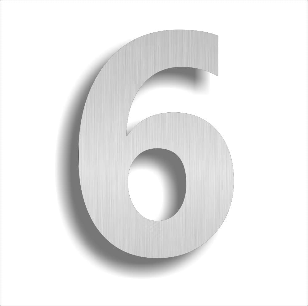 Address Signs - 4 inch Stainless Steel 304 Floating Metal Modern House Numbers Garden Door Mailbox Address Decor Number For Outside Signage (6)
