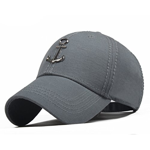 CACUSS Men's Sailing Style Cotton Structured Baseball Cap Adjustable Buckle Closure Sports Golf Hat (Grey)