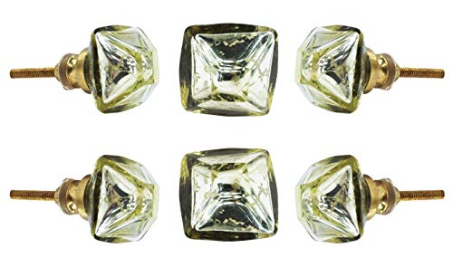 Set of 6 San Pietro Mirror Glass Knob Kitchen Cabinet Cupboard Door Knobs Dressser Wardrobe and Drawer Pull By Trinca-Ferro