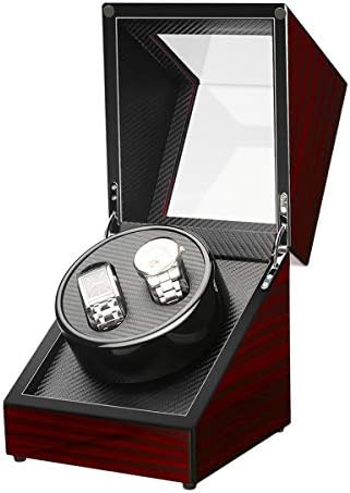 CRITIRON Double Automatic Watch Winder, Wood Rotating Dual Watches Display Storage Case Box (Black New)