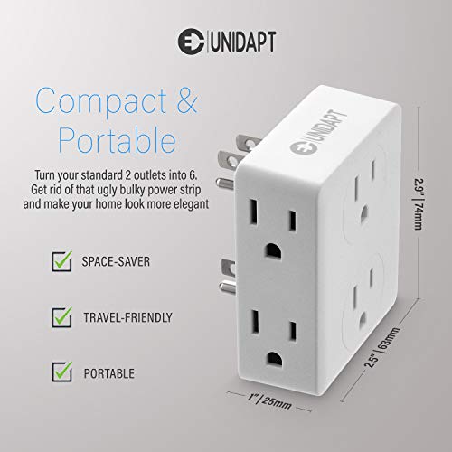 Multi Plug Outlet Splitter, Unidapt Multiple Outlet Extender Adapter with 6 Electrical Outlets, Side Outlet Splitter Box… - Image 4