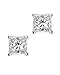 Princess Cut Square CZ Basket Set Sterling Silver Stud Earrings 7mm