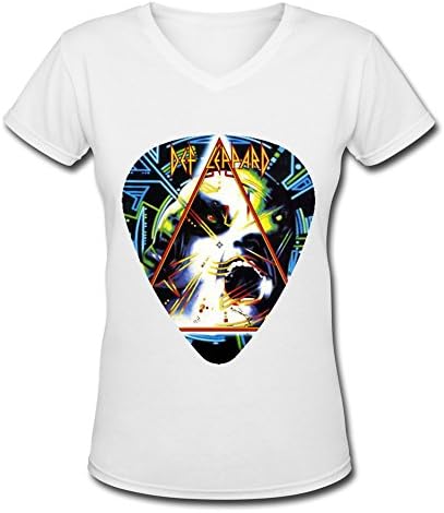 White V Neck T Shirt For Women Def Leppard Live Concert