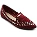 Ollio Women's Ballet Shoe Comfort Faux-Suede Studded Flat
