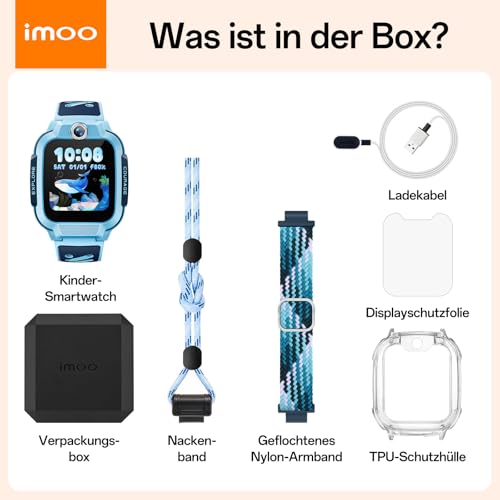 imoo Z3 Children's Smartwatch, 4G Voice Call, 1.5 Inch HD Screen, Water Resistant up to 20 m, 8 GB Large Memory, Class Mode & Sleep Mode with Accessory Set (Blue)