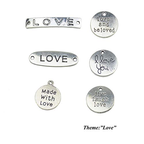 Aokbean 56pcs Inspirational Word Charms Pendant Beads for Necklace Bracelets Jewelery Making Supplies DIY Craft