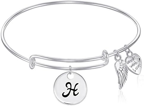 Initial Expandable Wire Bangle Bracelet GIFT BOXED (H)