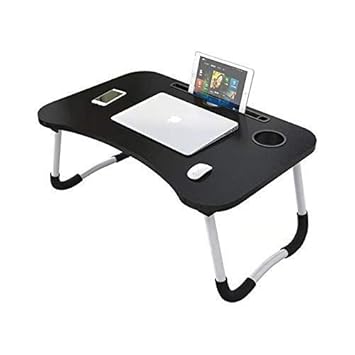 Ketisa Smart Multi-Purpose Laptop Table with Dock Stand and Coffee Cup Holder, Study Table, Bed Table, Foldable and Portable, Ergonomic &