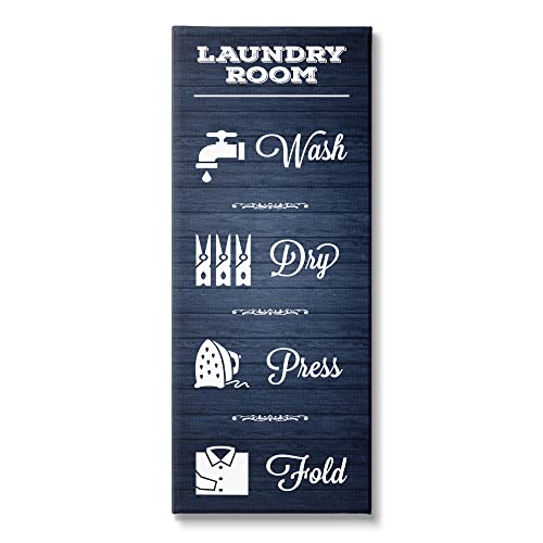 Stupell Industries Laundry Room Rules Sign Blue Grain Pattern Calligraphy, Desi…