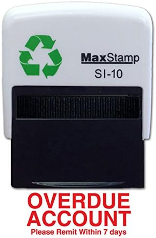 Overdue Account Stamp - Self Inking Red Ink Stamper - 24 x 7mm, 24x7mm
