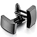 MOWOM Silver Black 2 PCS Stainless Steel Cufflinks Shirt Wedding Business