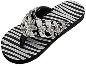 Amazon.com : MONTANA WEST RHINESTONE WESTERN ZEBRA SANDAL FLIP FLOP(Size-10) : Everything Else
