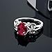 Gem Stone King 925 Sterling Silver Red Created Ruby Ring For Women (2.00 Cttw, 9X7MM Oval, Available In Size 5,6,7,8,9)