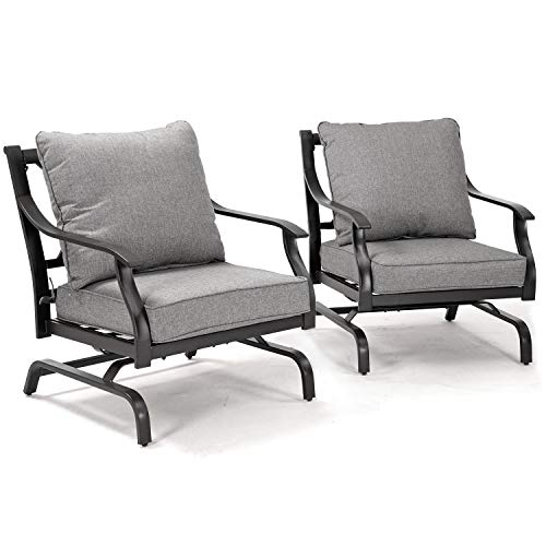 Grand patio 2 PCS Patio Furniture Sets Patio Chair Set Metal K/D Chat Set with Grey Cushions