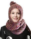 Women Winter Fashion Knit Crochet Hooded Infinity Scarf
