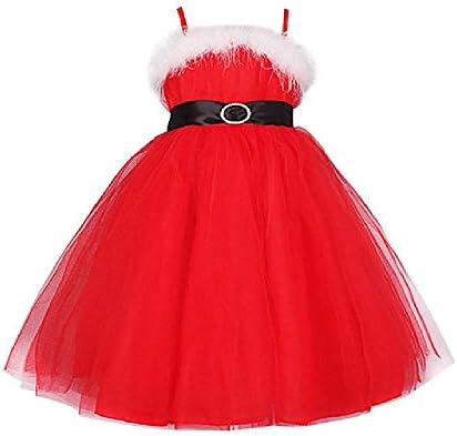 2-8 Years New Year Family Girls Christmas Santa Claus Costume Knee-Length Dress Birthday Party Set Gifts Toddler Cute Baby Red
