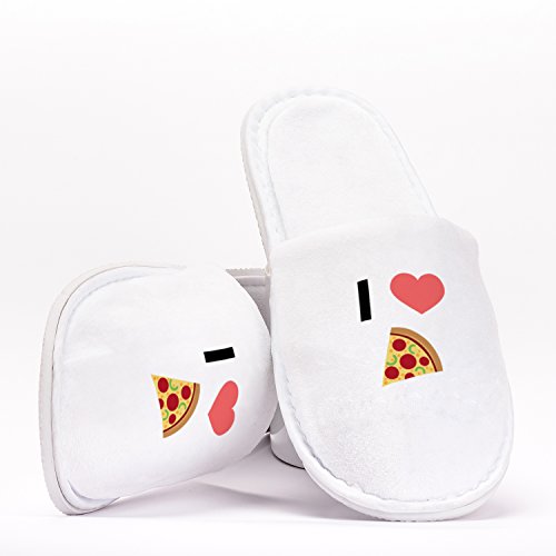 I Love Pizza Emoji Heart Einheitsgröße Hausschuhe Individuelles Geschenk für Junggesellinnenabschiede Hochzeiten Geburtstage Reisen