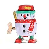 Off the Wall Toys Vintage Retro Style Wind up Snowman Tin Toy Collectible Gift w/ Key