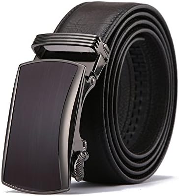 Dinghao Automatic Buckle Leather Belt 35mm Ratchet Sliding Dress Belt Easy Using