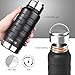 REYLEO Vacuum Insulated Water Bottle, Stainless Steel Water Bottle with Straw & 2 Lids (32oz 24oz 18oz), Double Walled Water Bottle with Standard Mouth Keeps Liquids Hot or Cold (Black)