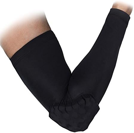 Crashproof 3D Protective Elbow Pad Kids Adult Support Compression Padded Shooter Arm Sleeve Protective Gear for Basketball Skateboard Cycling Outdoor Sports (Black, M)