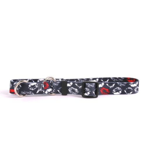 Kisses Black Martingale Control Dog Collar - Size Small 14" Long - Made In The USA