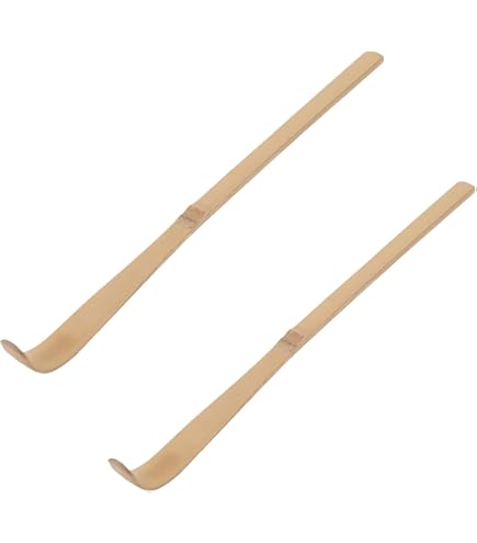 2 Pcs Brown Bamboo Matcha Scoop Japanese Chashaku Hooked Green Tea