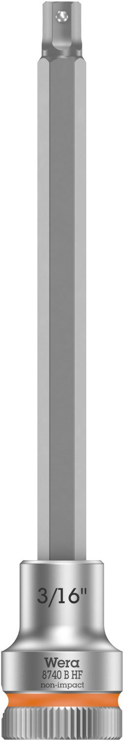 Wera 05003086001 8740 B Holding Function Zyklop In-Hex Bit-Socket, Bright Orange, 3/8-Inch, 3/16-Inch x 107 mm