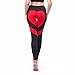 FITTOO Women's Heart Shape Yoga Pants Sport Pants Workout Leggings Sexy High Waist Trousers-Red(S)