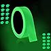 32.8 ft x 1 inch Glow in The Dark Tape - Luminescent Emergency Roll/Luminous Photoluminescent Safety Egress Markers Stairs, Walls, Steps, exit Sign.