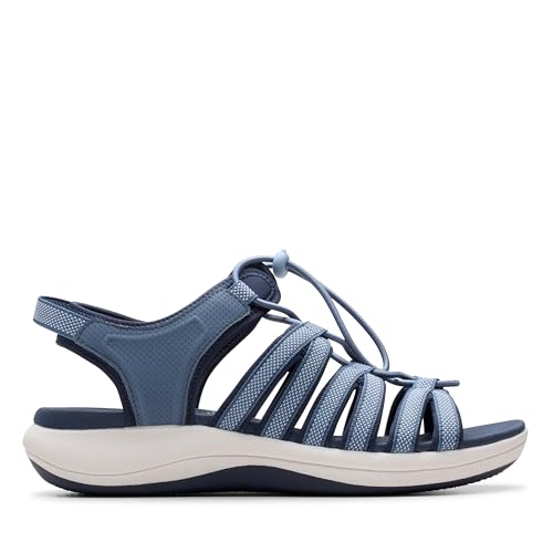 Clarks Cloudsteppers Women's Mira Mabel Sport Sandal, Navy Textile, 7 Wide US