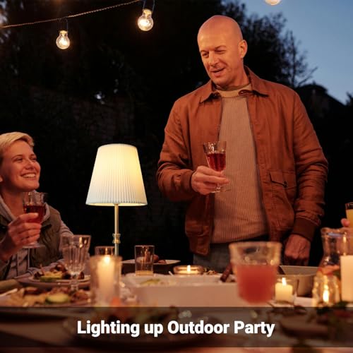 HSLighting Wireless Table Lamp, Cordless Lamps Battery Operated Fabric Shade Rechargeable Night Lamp Lightweight and Continuously Dimmable for Dining Room Living Room, 38cm 5000mAh