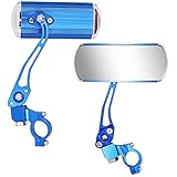 2× Aluminum Bike Mirror Bicycle Adjustable Flexible Safety Rearview(BLUE)