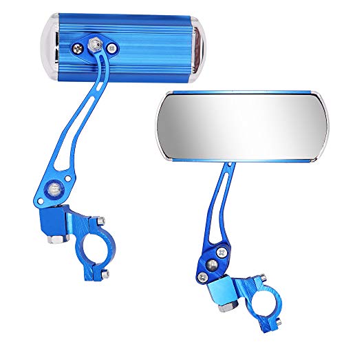 2× Aluminum Bike Mirror Bicycle Adjustable Flexible Safety Rearview(BLUE)
