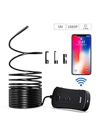 Endoscopio inalámbrico NIDAGE 5.5 mm Borescope 2.0MP 1080P HD WiFi Cámara de inspección, 2200mAh serpiente semirrígida para Android y iOS Tableta para teléfono inteligente (16.5FT)