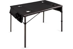 PICNIC TIME NCAA Virginia Cavaliers Travel Table Portable Folding Table, Camping Table, Outdoor Table with Carry Bag, (Black)