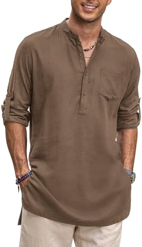 mens indian dress shirt Kalra Creations Men Kurta Casual Indian Cotton Ethnic Collarless Shirt  Bollywood Full Sleeve Multi-Color at Amazon Men's Clothing store