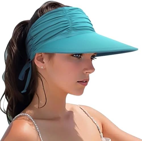 Straw Sun Visor with UPF 80+ Protection, Packable & Adjustable Sun Visor Hats for Men Women BWASD Foldable Wide Brim Summer  main image 3