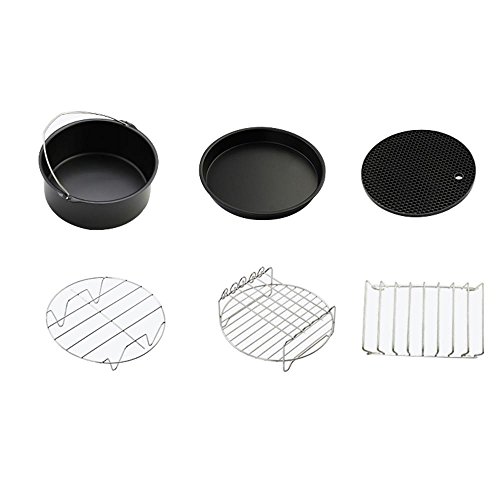 Aolvo 8 Inch Air Fryer Basket Pot Pan Rack Airfryer Accessories Set for Cake Pizza Barbecue