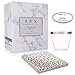 9 oz Rose Gold Rim Cups - 100 Clear Plastic Cups & 100 Stylish Print Napkins | Elegant Supplies & Decorations for Fancy Dinner, Reception, Wedding, Cocktail, Engagement, Bachelorette or Birthday Party