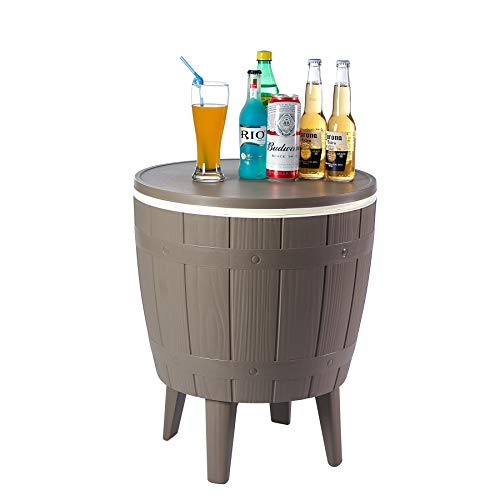Nuzanto 37L/39.2Qt/9.8Gallon Wood Texture LED Beer Wine Ice Cooler All