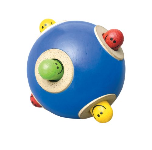 Wonderworld Peek-A-Boo Ball Blue Interactive Wooden Baby Toy - Small For Little Fingers