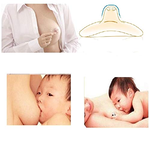 Finever Silicone Nipple Shield with Carrying Case for Breastfeeding Mothers Imitation Breast Shape and 4-Holes Design with Clear Case Standard 20mm 1Pair