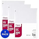 Mead Loose Leaf Paper, Filler Paper, Wide Ruled, 200 Sheets, 10-1/2" x 8", 3 Pack (73183)