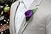 Angel Isabella Boutonniere-Real Touch Purple Hand-Made Keepsake Boutonniere Pearl Headed Pin Included (Silver Grey Ribbon Wrapped)