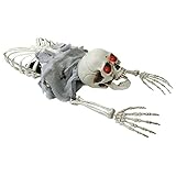 Halloween Haunters Animated Crawling Skeleton Zombie Skull Torso Groundbreaker with Moving Body LED Eyes Prop Decoration - Arms, Legs, Chest Bones- Haunted House Graveyard Tombstone Display