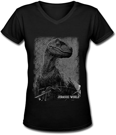 AOPO Jurassic World Velociraptor V-Neck Short Sleeve T Shirts For Women Small