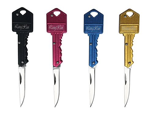 Langxun 2 Pack Keychain Folding Pocket Knife / Self Defense Keychain Knife (4 Color)