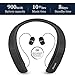 Bluetooth Headphones Speaker 2 in 1,Bluenin Neckband Wireless Headset Wearable Speaker True 3D Stereo Sound Sweatproof Headphones with Retractable Earbuds Built-in Microphone (Titanium Black)