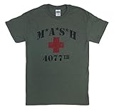 MASH 4077th Heather Military Green T Shirt Red Cross M*A*S*H (2XL)